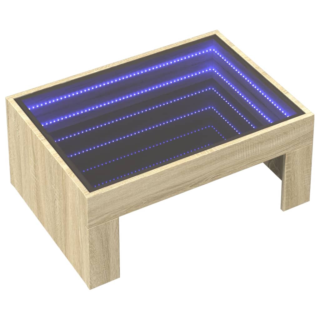Table basse avec LED infini chêne sonoma 70x50x30 cm - XIOS