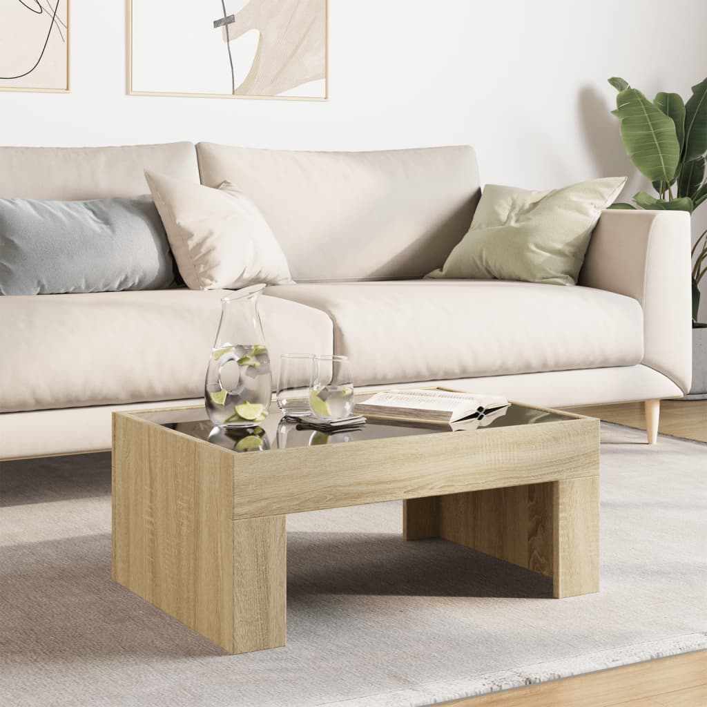 Table basse avec LED infini chêne sonoma 70x50x30 cm - XIOS