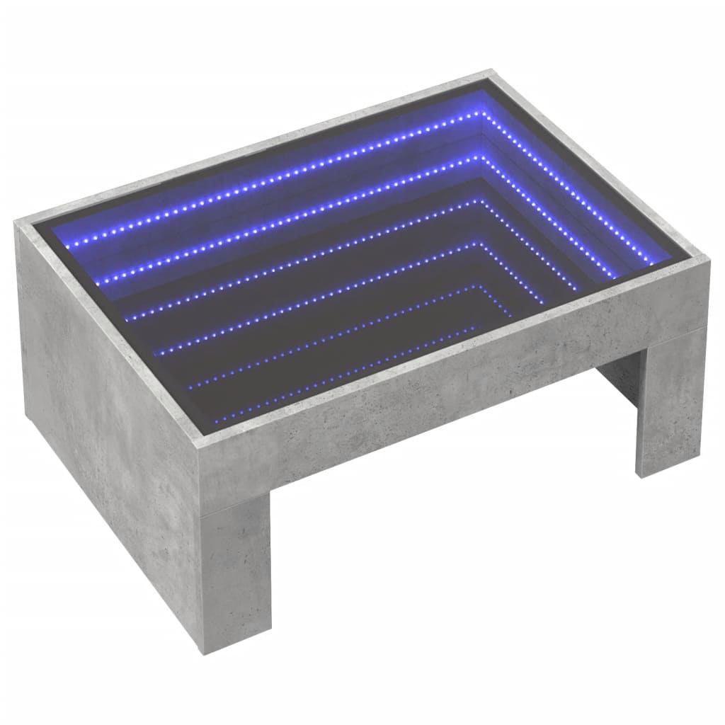 Table basse avec LED infini gris béton 70x50x30 cm - XIOS