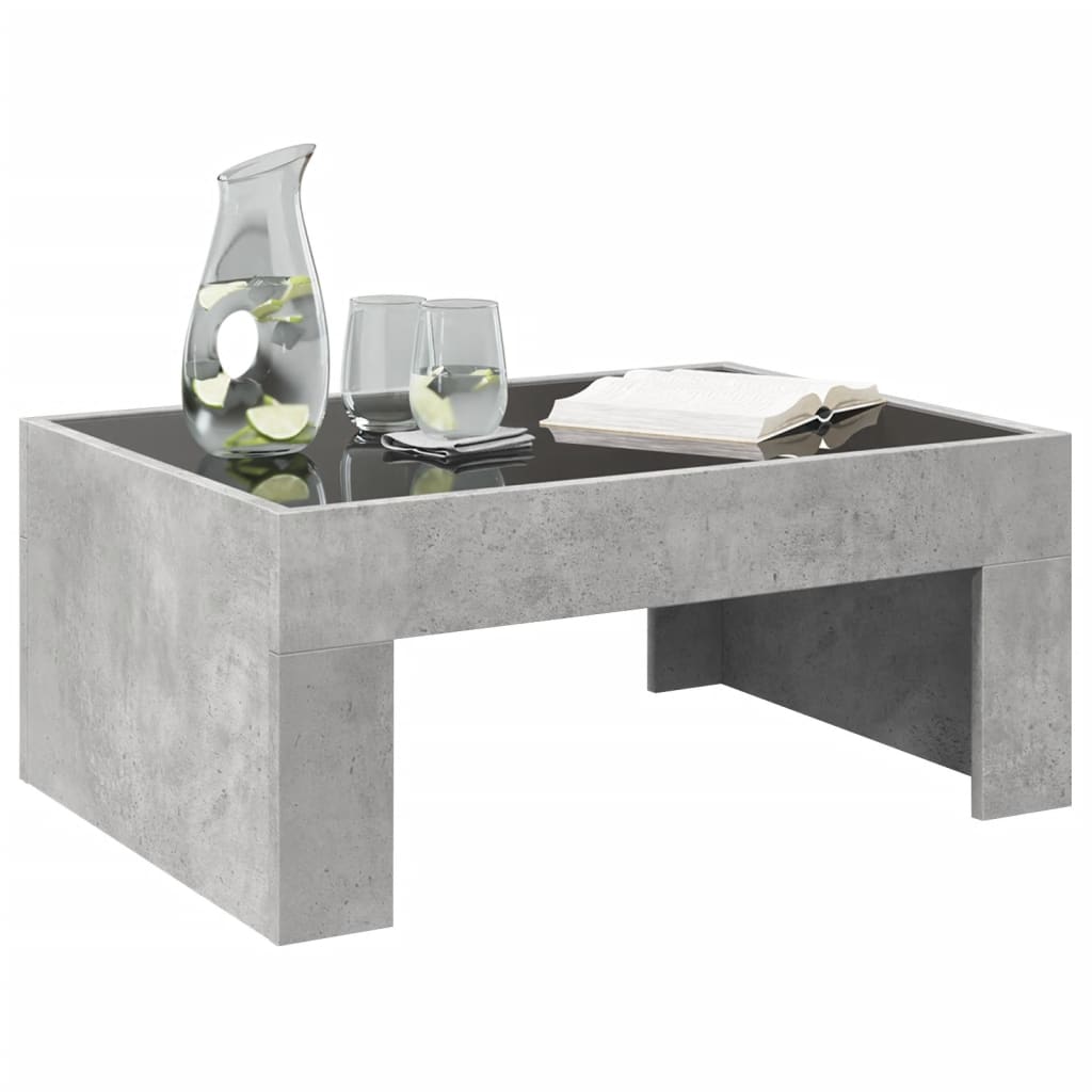 Table basse avec LED infini gris béton 70x50x30 cm - XIOS