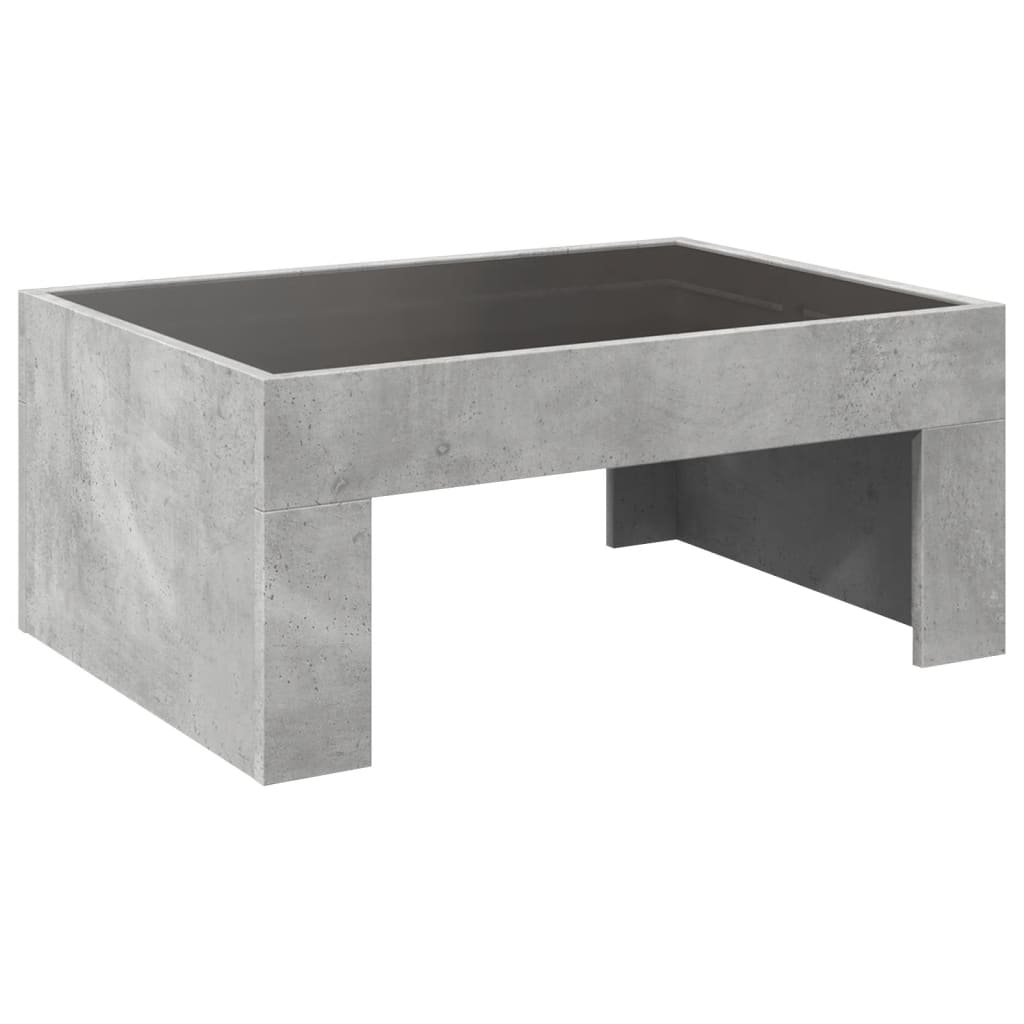 Table basse avec LED infini gris béton 70x50x30 cm - XIOS