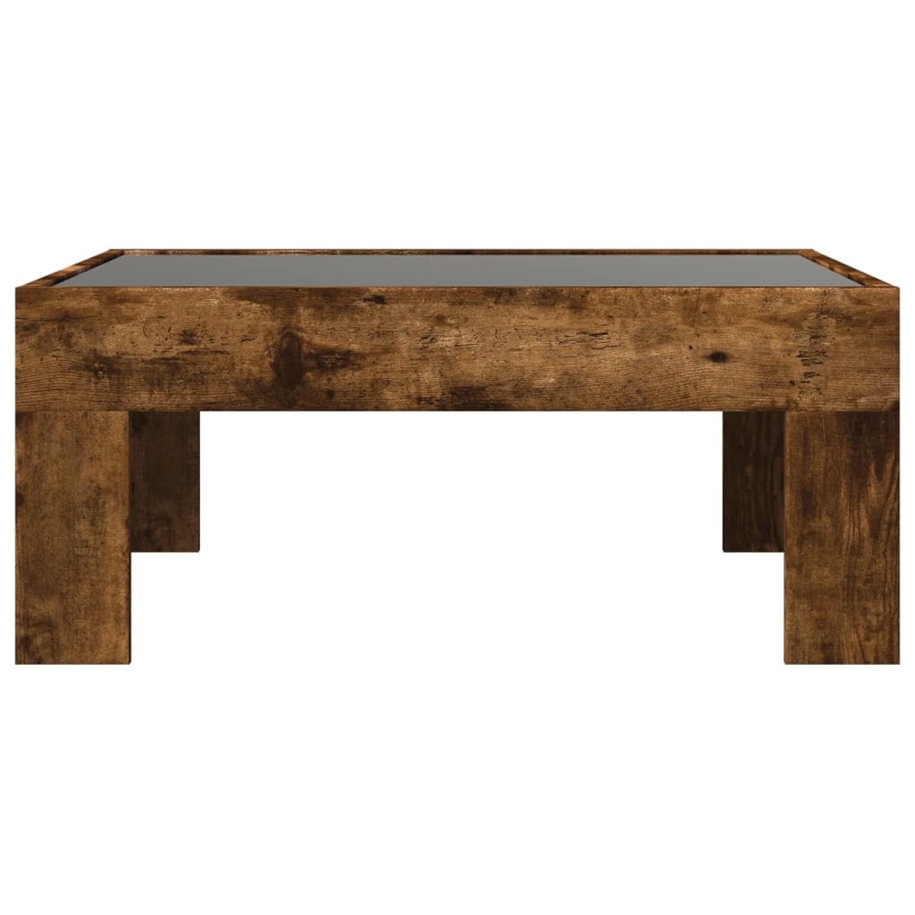 Table basse avec LED infini chêne fumé 70x50x30 cm - XIOS