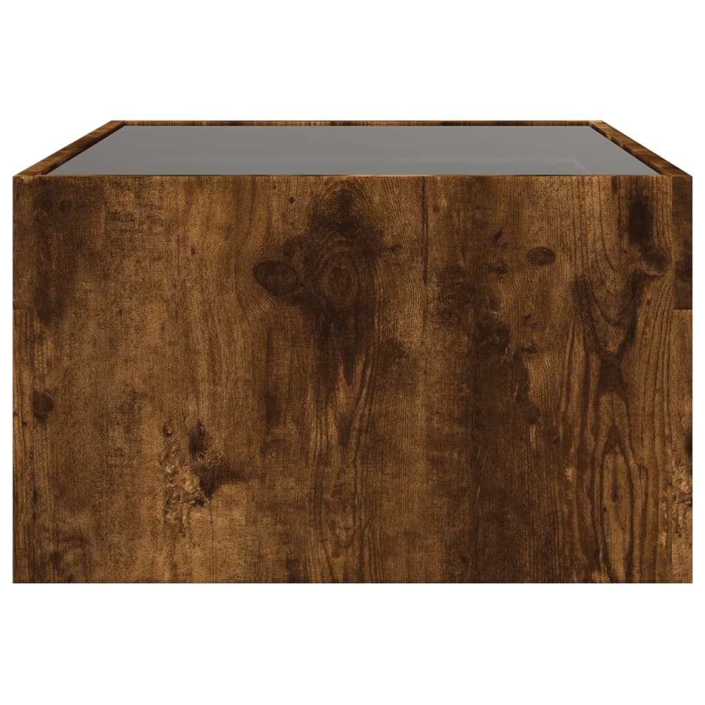 Table basse avec LED infini chêne fumé 70x50x30 cm - XIOS