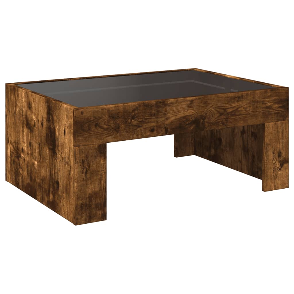 Table basse avec LED infini chêne fumé 70x50x30 cm - XIOS