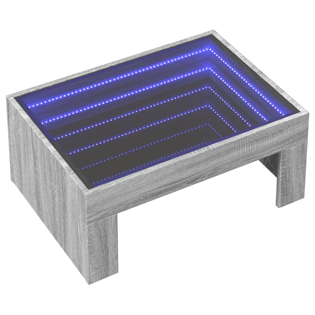 Table basse avec LED infini sonoma gris 70x50x30 cm - XIOS