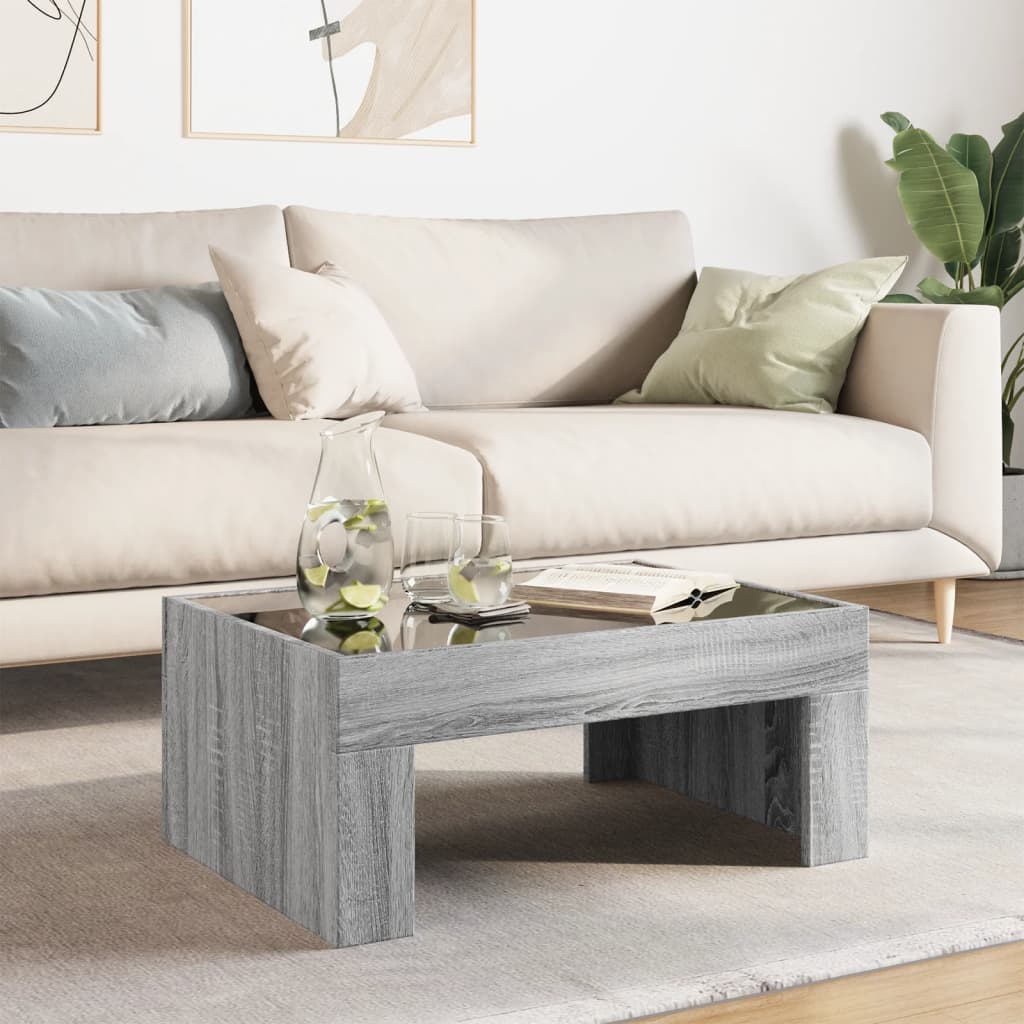 Table basse avec LED infini sonoma gris 70x50x30 cm - XIOS