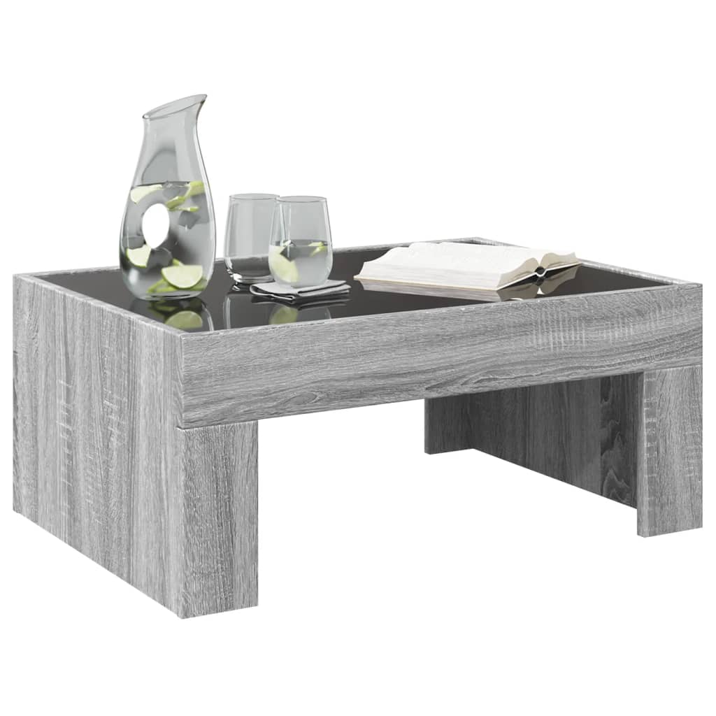 Table basse avec LED infini sonoma gris 70x50x30 cm - XIOS