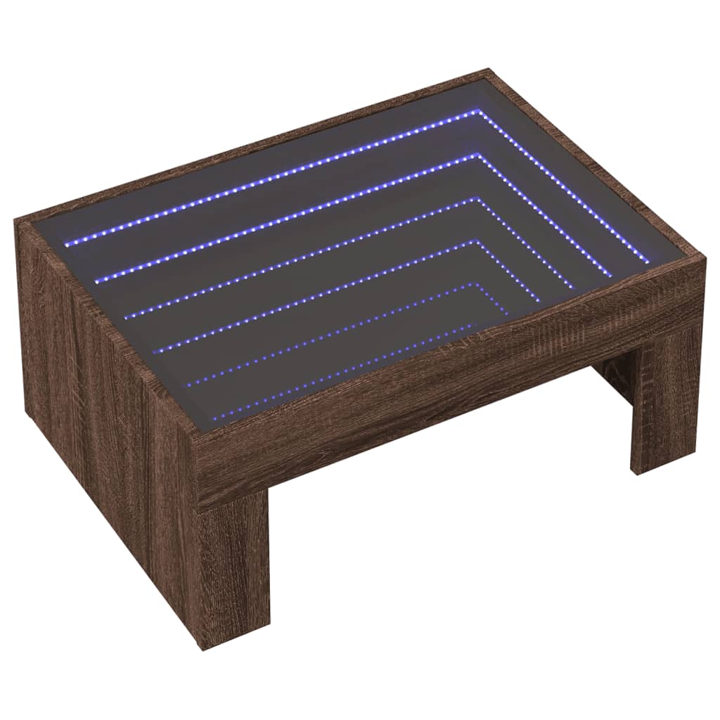 Table basse avec LED infini chêne marron 70x50x30 cm - XIOS