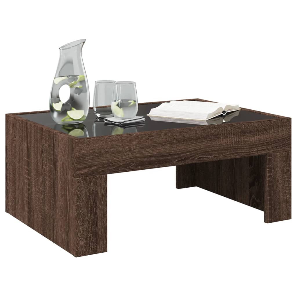 Table basse avec LED infini chêne marron 70x50x30 cm - XIOS