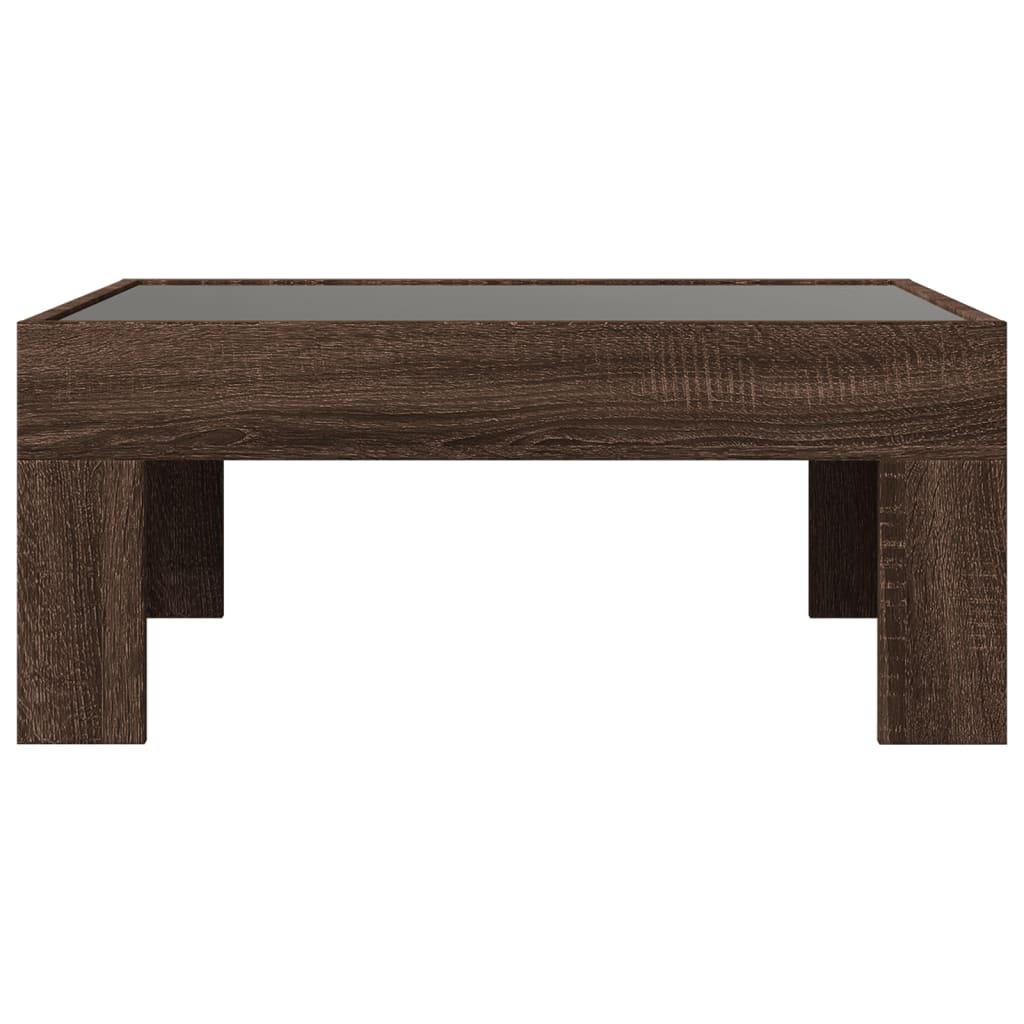 Table basse avec LED infini chêne marron 70x50x30 cm - XIOS