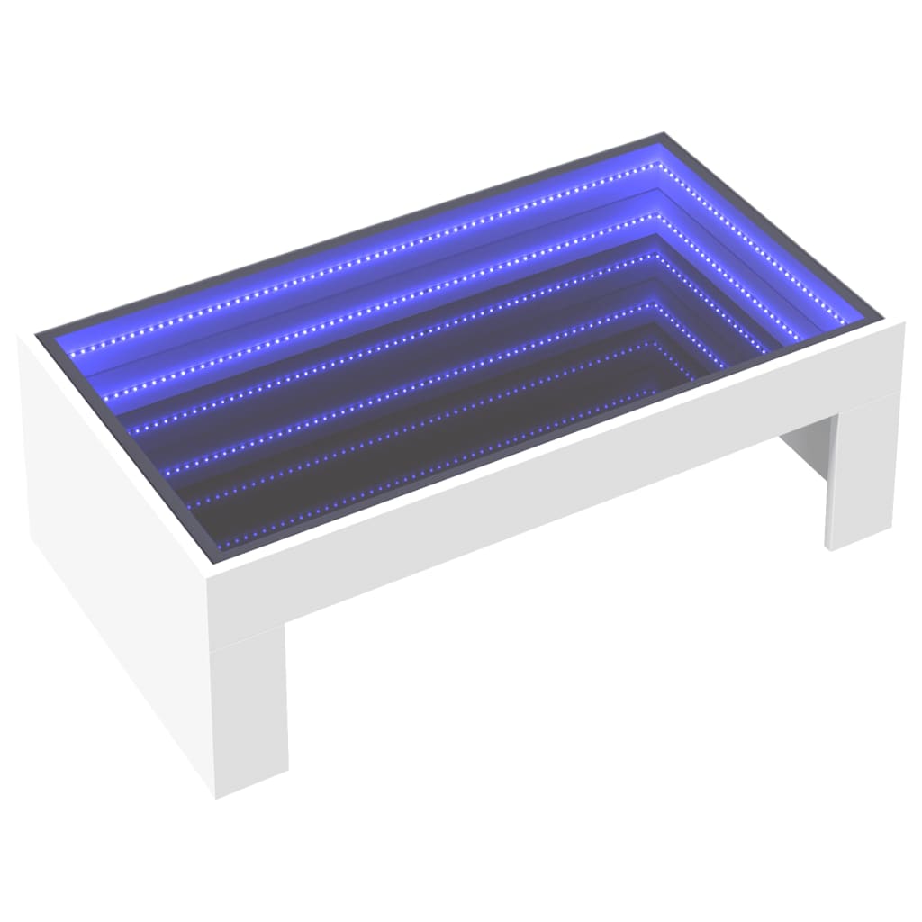 Table basse avec LED infini blanc 90x50x30 cm - XIOS