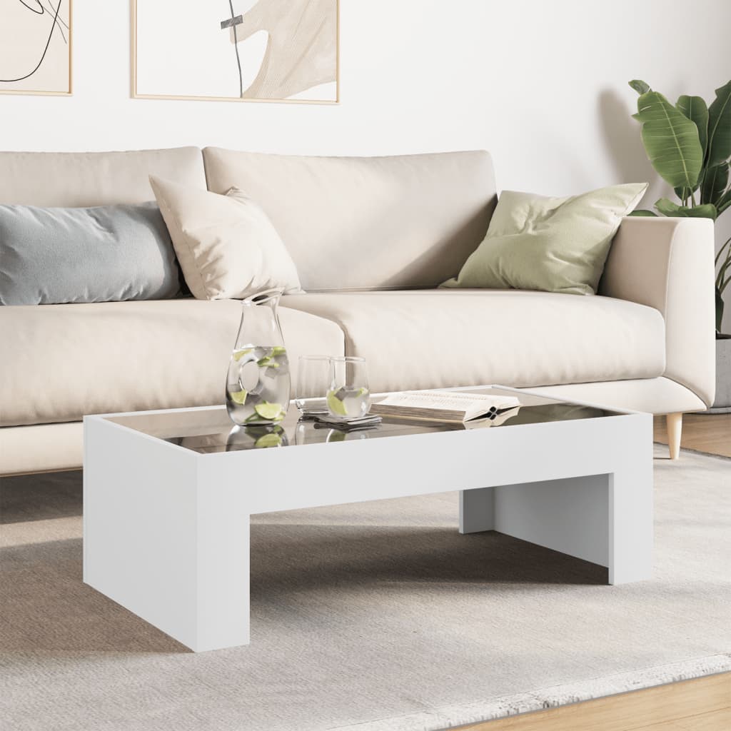Table basse avec LED infini blanc 90x50x30 cm - XIOS