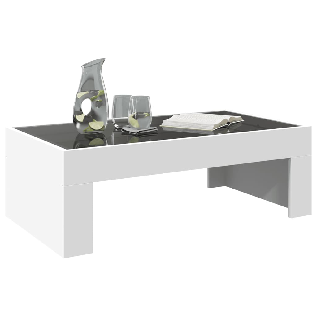 Table basse avec LED infini blanc 90x50x30 cm - XIOS