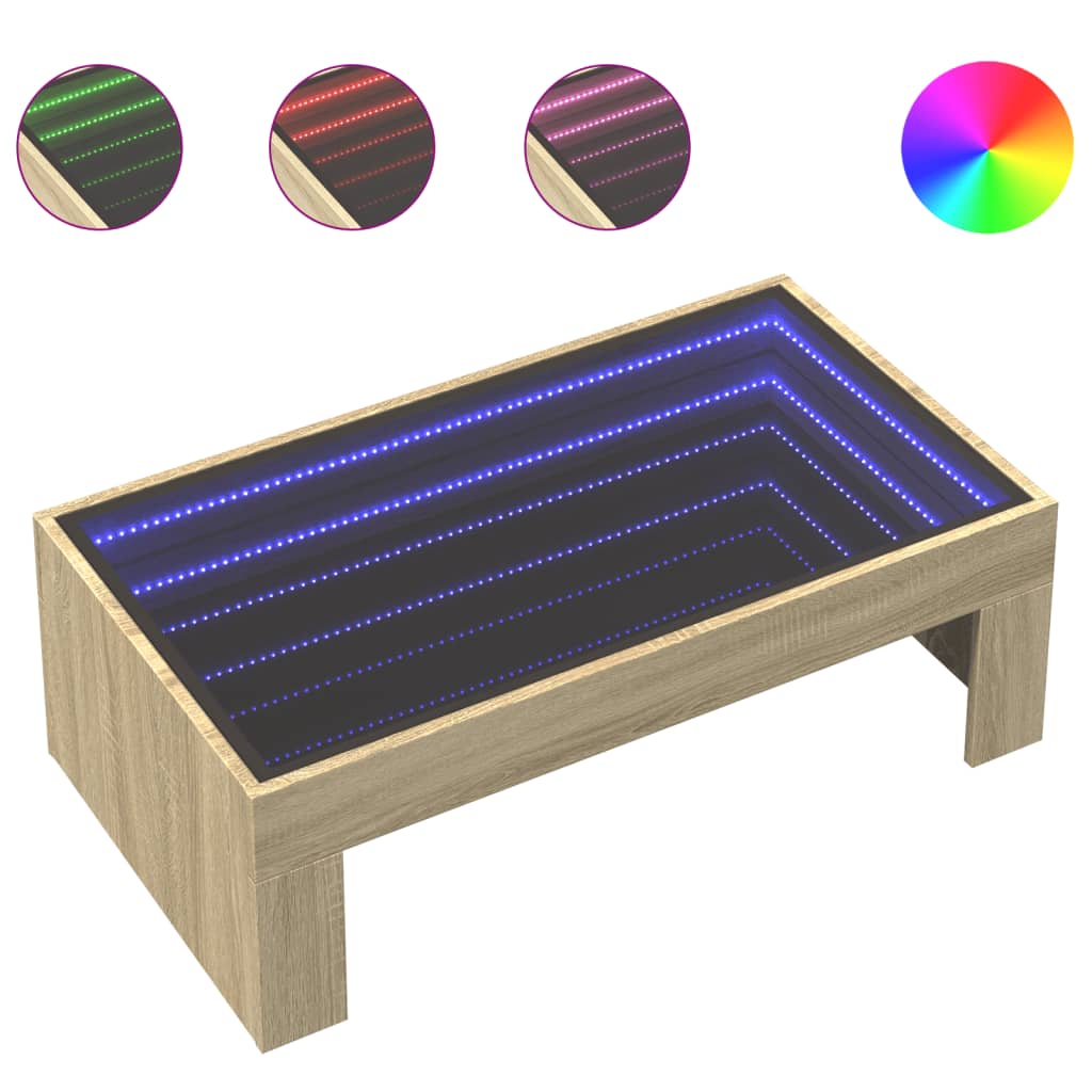 Table basse avec LED infini chêne sonoma 90x50x30 cm - XIOS