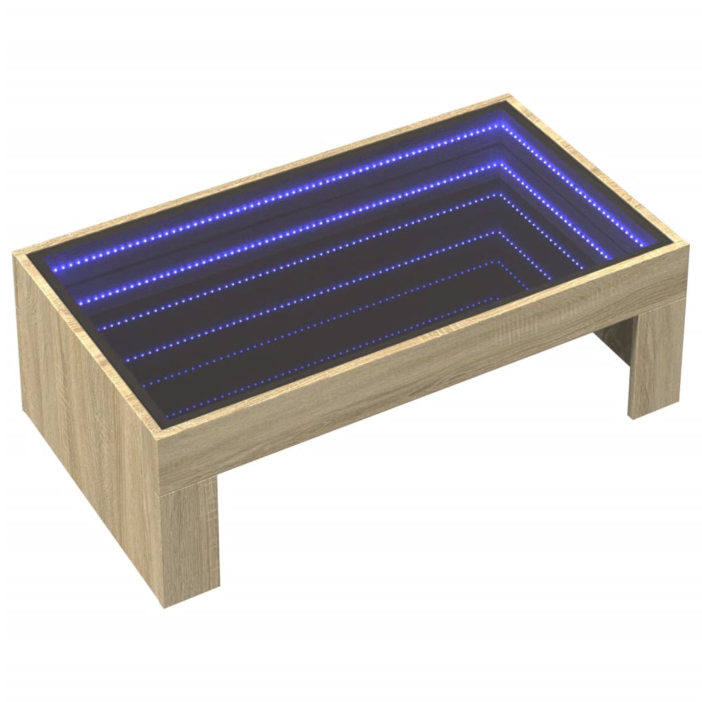 Table basse avec LED infini chêne sonoma 90x50x30 cm - XIOS
