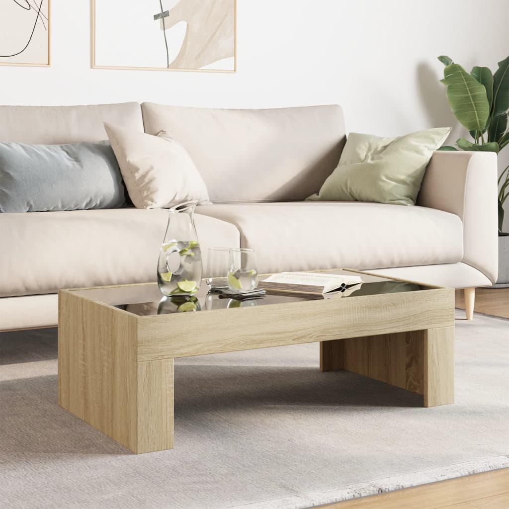 Table basse avec LED infini chêne sonoma 90x50x30 cm - XIOS