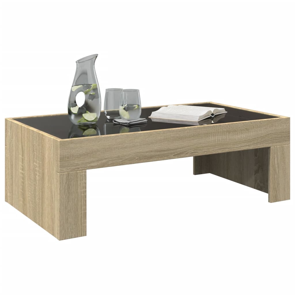 Table basse avec LED infini chêne sonoma 90x50x30 cm - XIOS