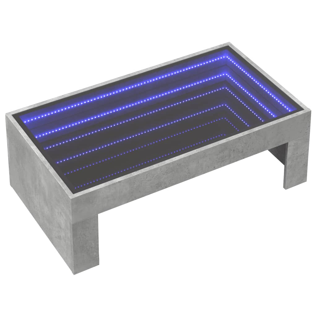 Table basse avec LED infini gris béton 90x50x30 cm - XIOS