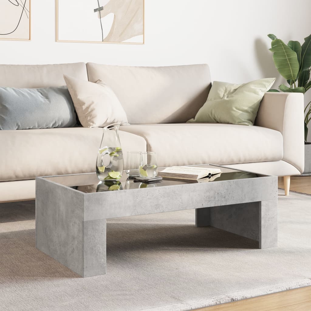 Table basse avec LED infini gris béton 90x50x30 cm - XIOS