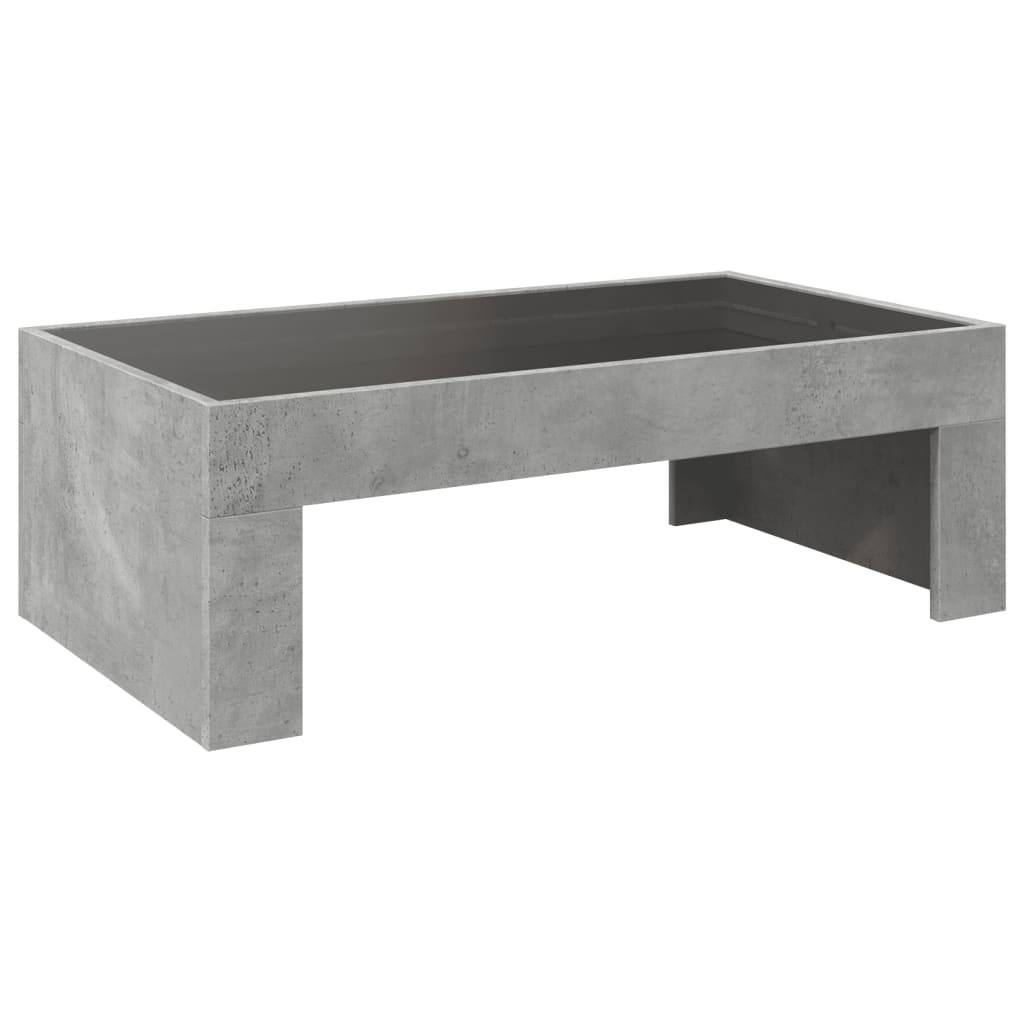 Table basse avec LED infini gris béton 90x50x30 cm - XIOS
