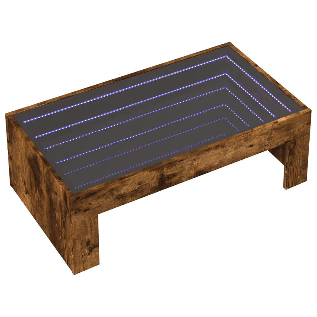 Table basse avec LED infini chêne fumé 90x50x30 cm - XIOS