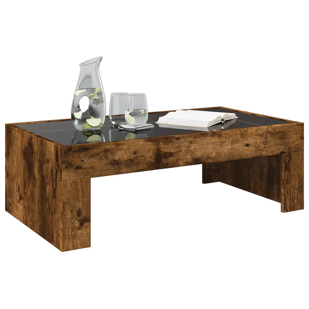 Table basse avec LED infini chêne fumé 90x50x30 cm - XIOS