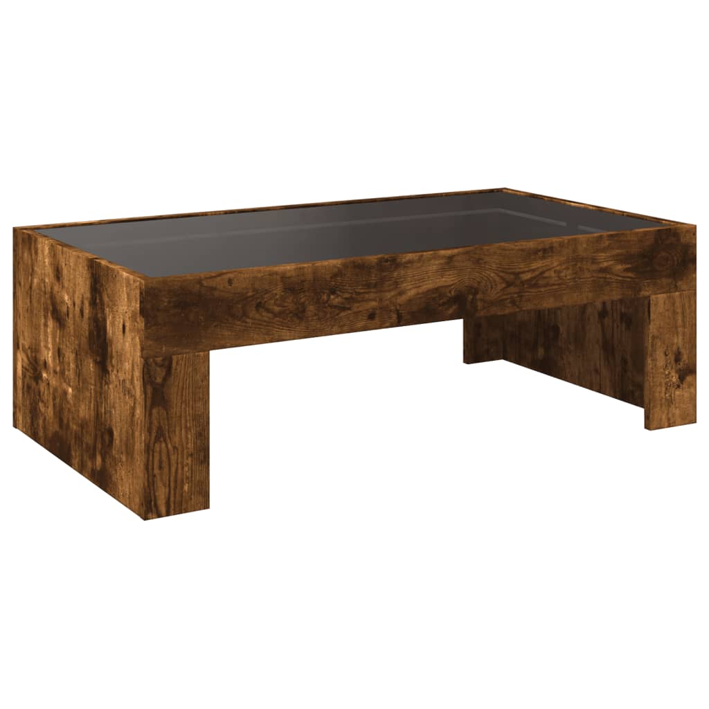 Table basse avec LED infini chêne fumé 90x50x30 cm - XIOS