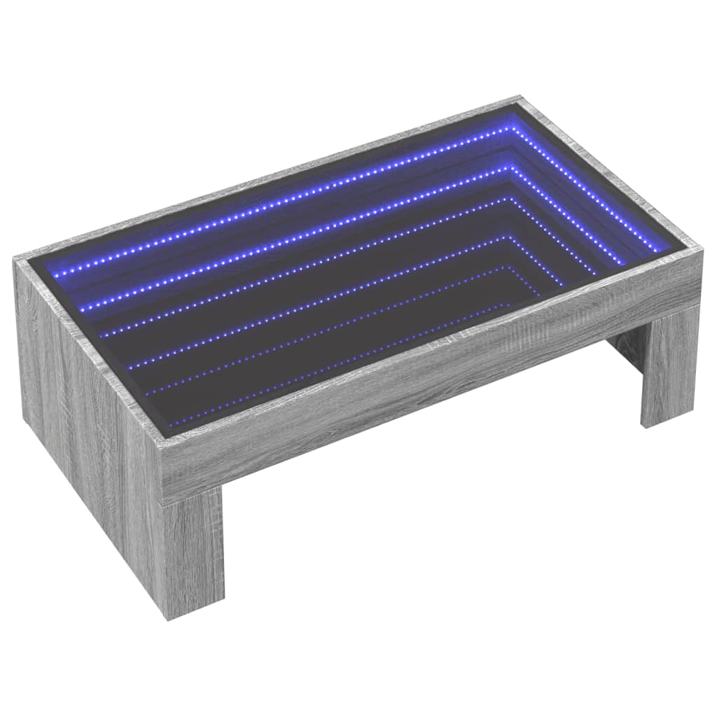 Table basse avec LED infini sonoma gris 90x50x30 cm - XIOS