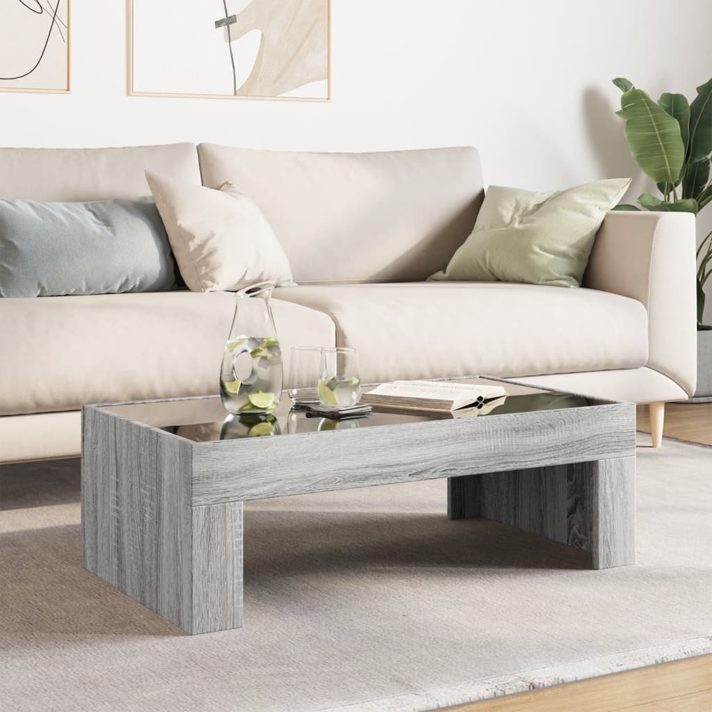 Table basse avec LED infini sonoma gris 90x50x30 cm - XIOS