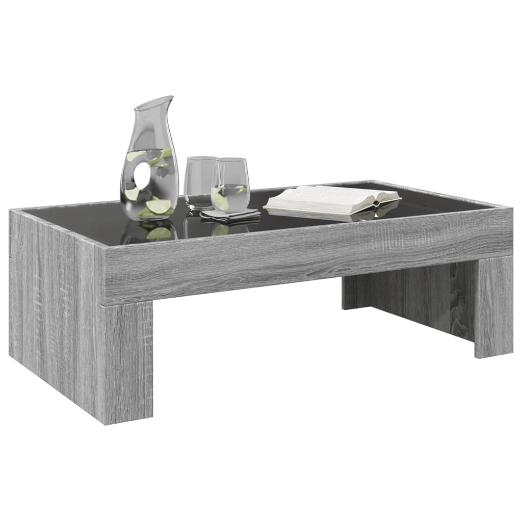 Table basse avec LED infini sonoma gris 90x50x30 cm - XIOS