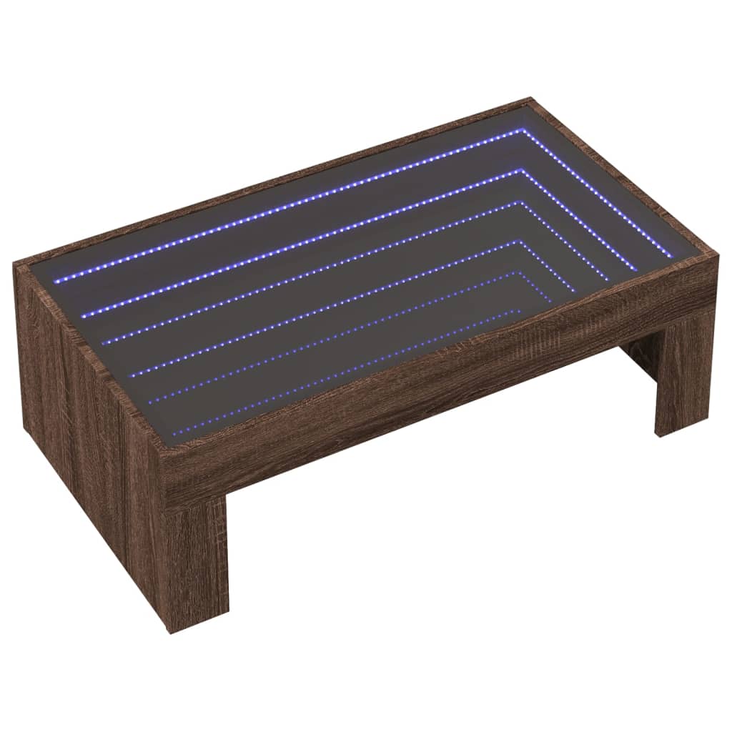 Table basse avec LED infini chêne marron 90x50x30 cm - XIOS