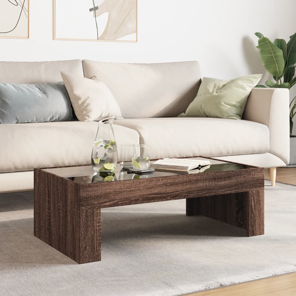 Table basse avec LED infini chêne marron 90x50x30 cm - XIOS