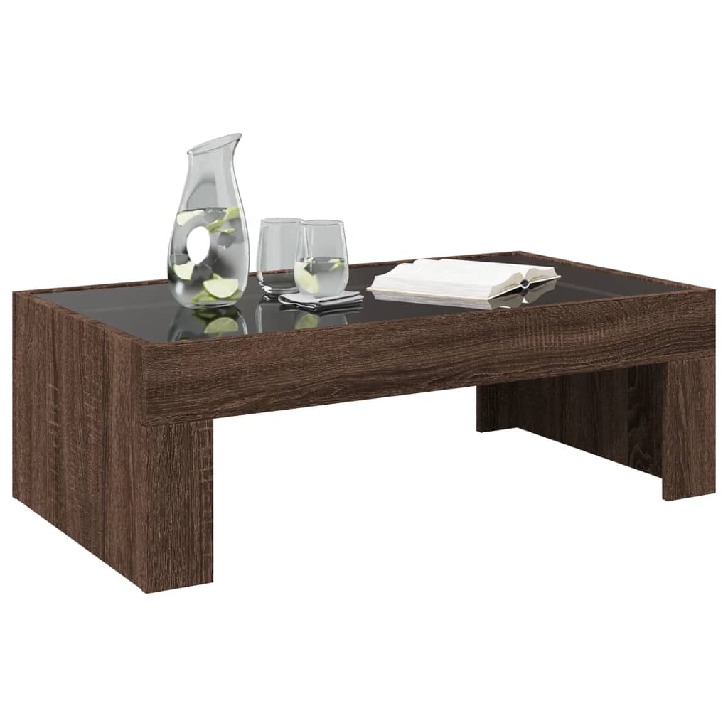 Table basse avec LED infini chêne marron 90x50x30 cm - XIOS