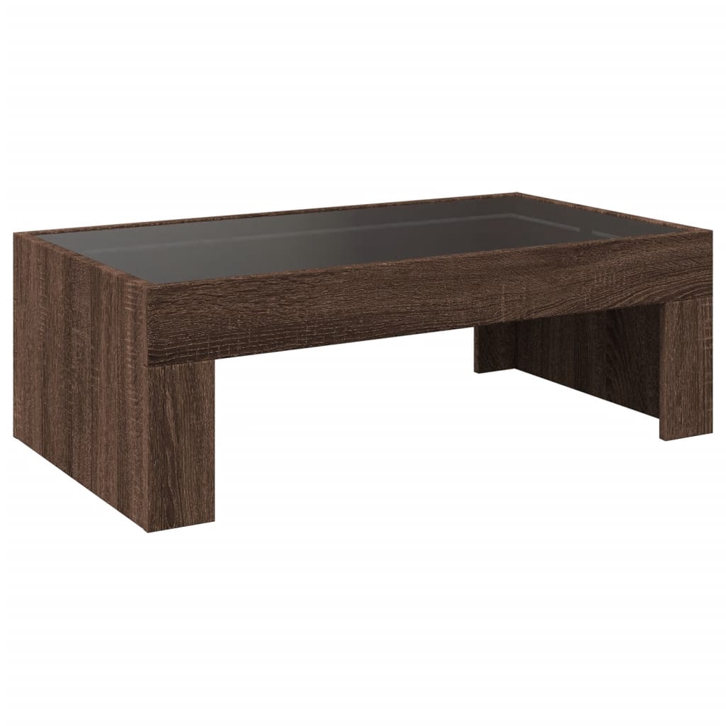 Table basse avec LED infini chêne marron 90x50x30 cm - XIOS