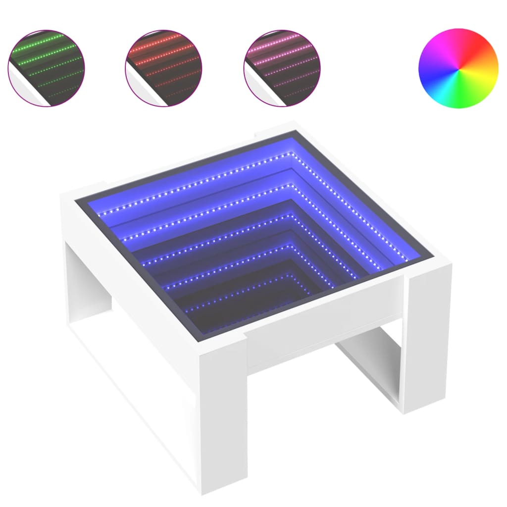 Table basse avec LED infini blanc 50x53x30 cm - XIOS