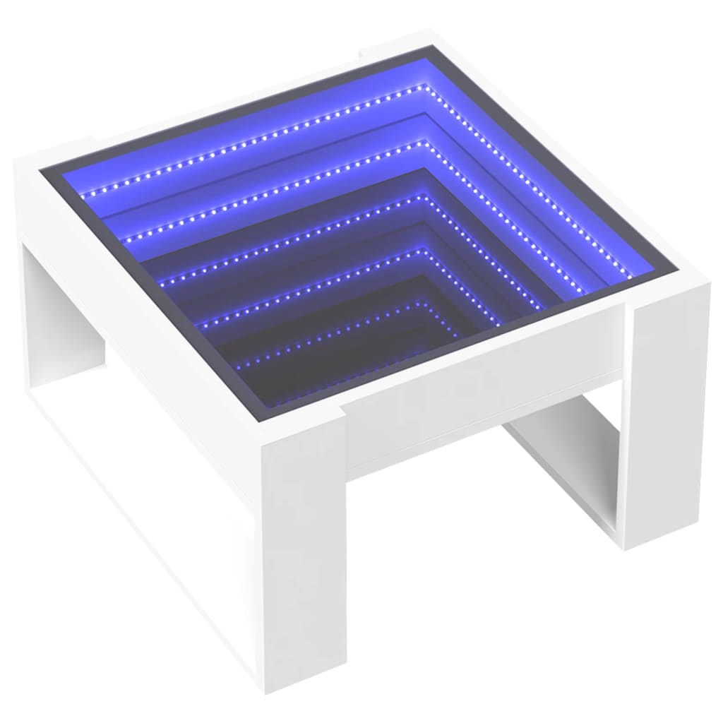 Table basse avec LED infini blanc 50x53x30 cm - XIOS