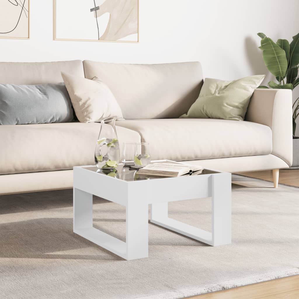 Table basse avec LED infini blanc 50x53x30 cm - XIOS