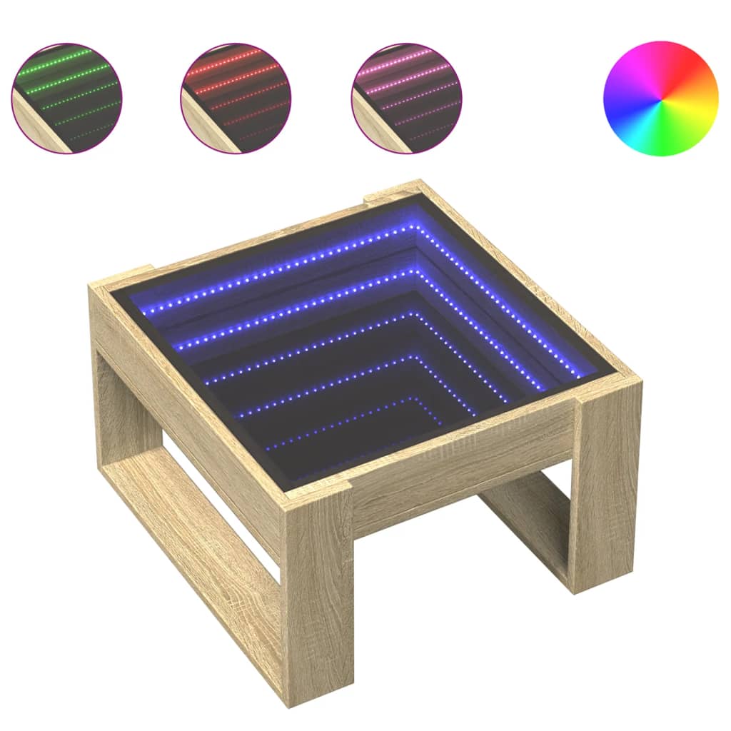 Table basse avec LED infini chêne sonoma 50x53x30 cm - XIOS