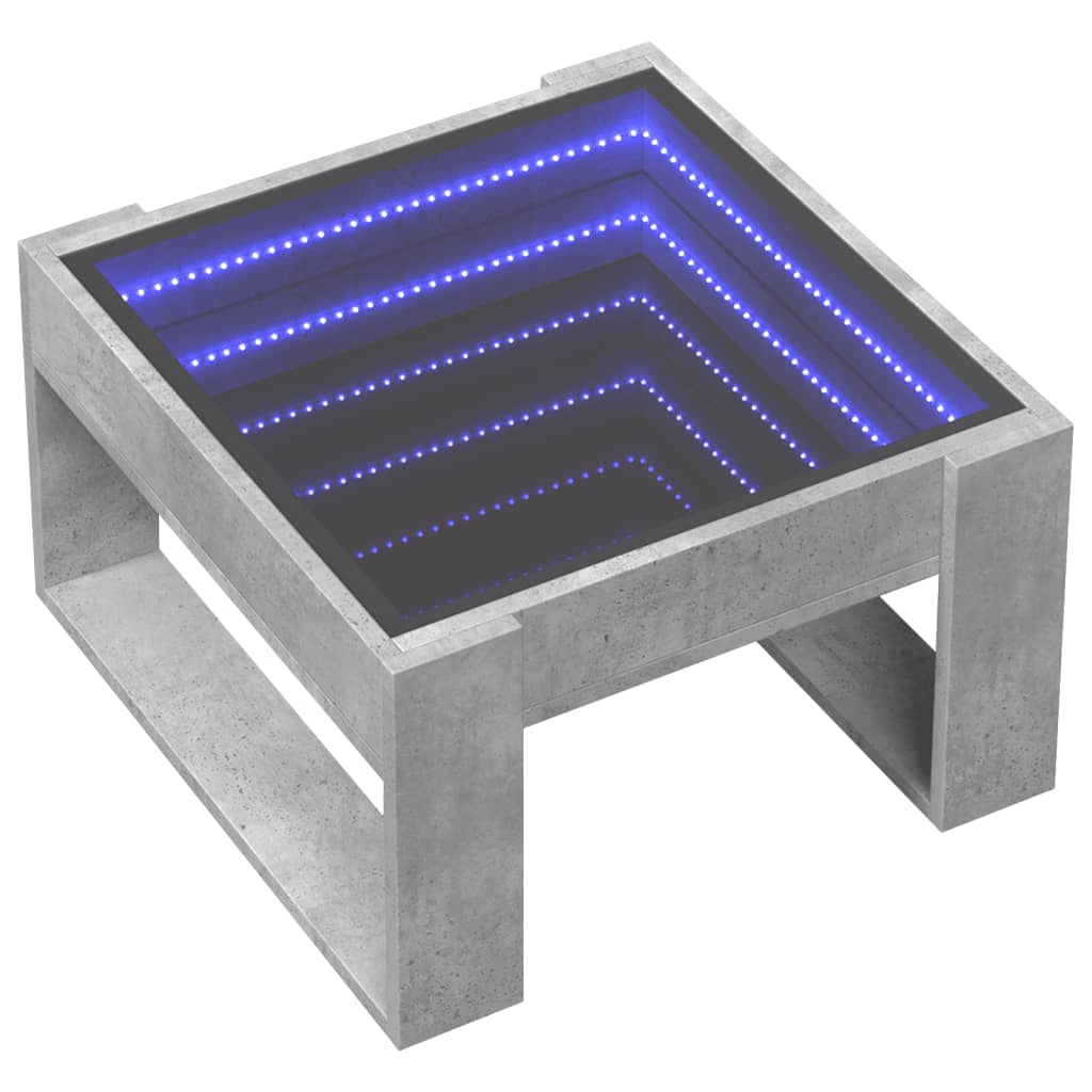 Table basse avec LED infini gris béton 50x53x30 cm - XIOS
