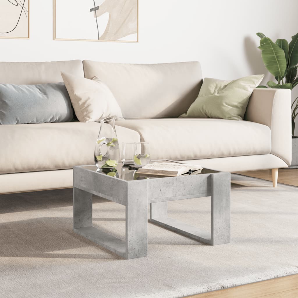 Table basse avec LED infini gris béton 50x53x30 cm - XIOS