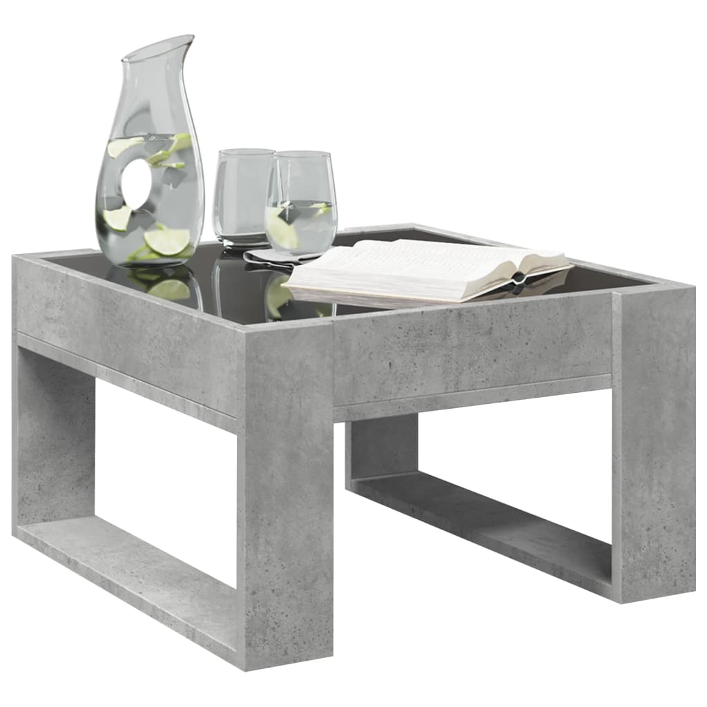 Table basse avec LED infini gris béton 50x53x30 cm - XIOS
