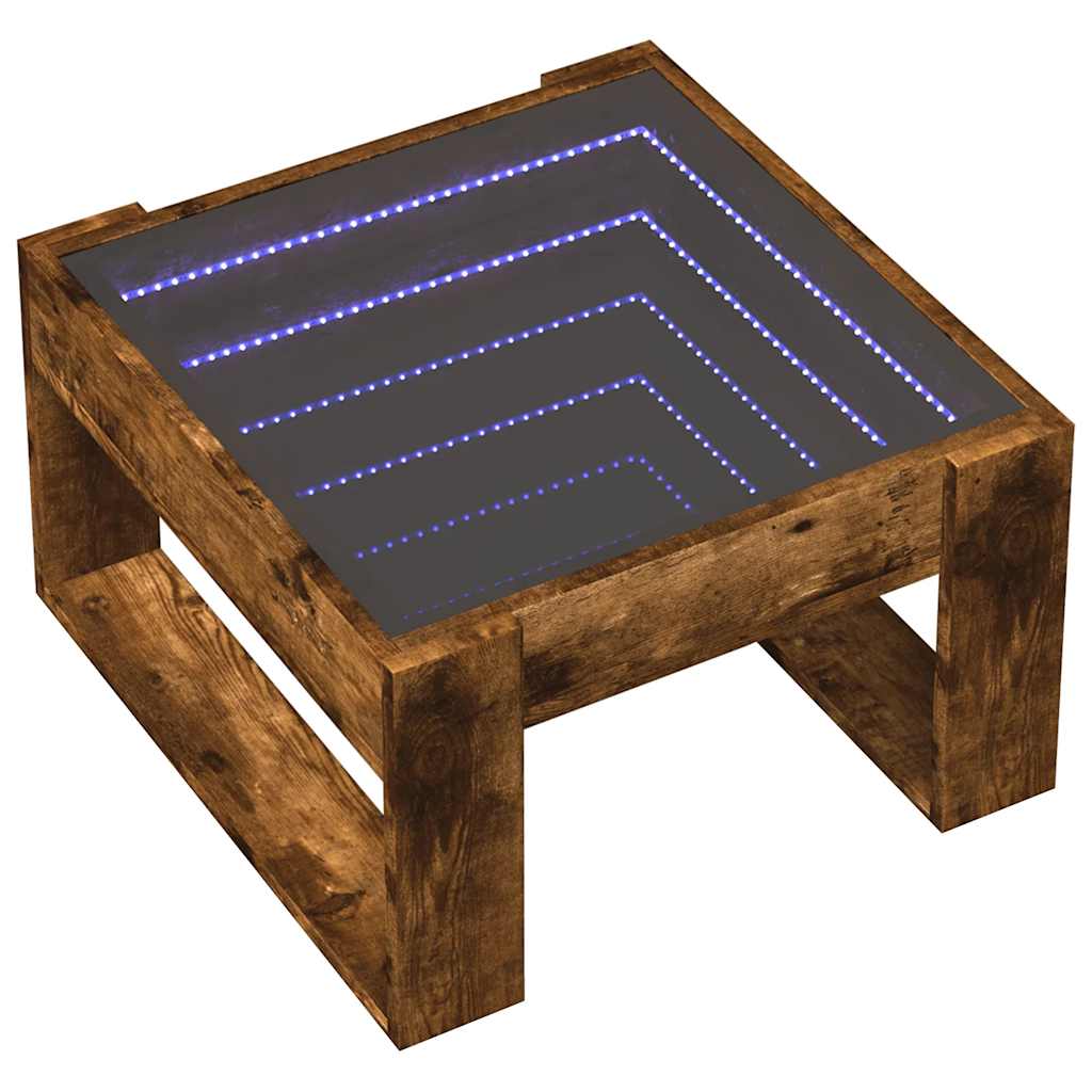 Table basse avec LED infini chêne fumé 50x53x30 cm - XIOS