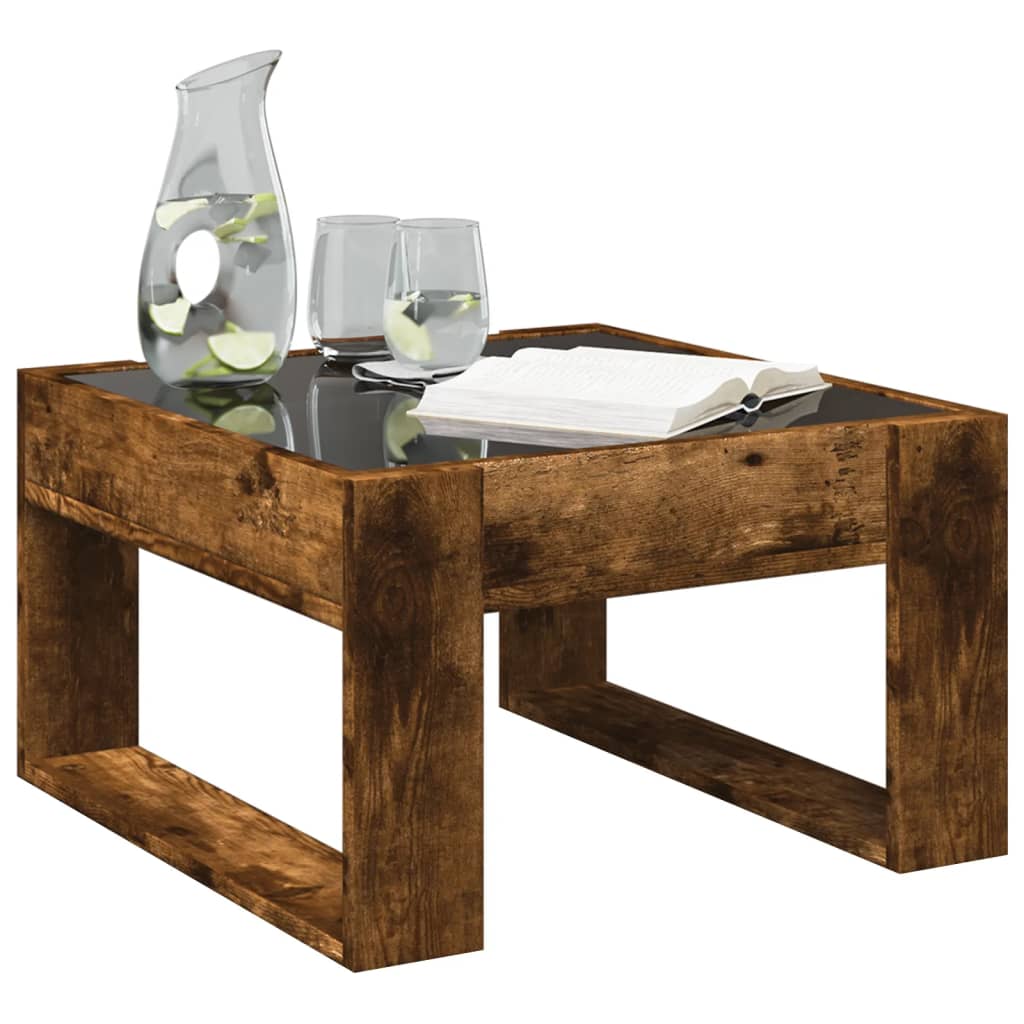Table basse avec LED infini chêne fumé 50x53x30 cm - XIOS