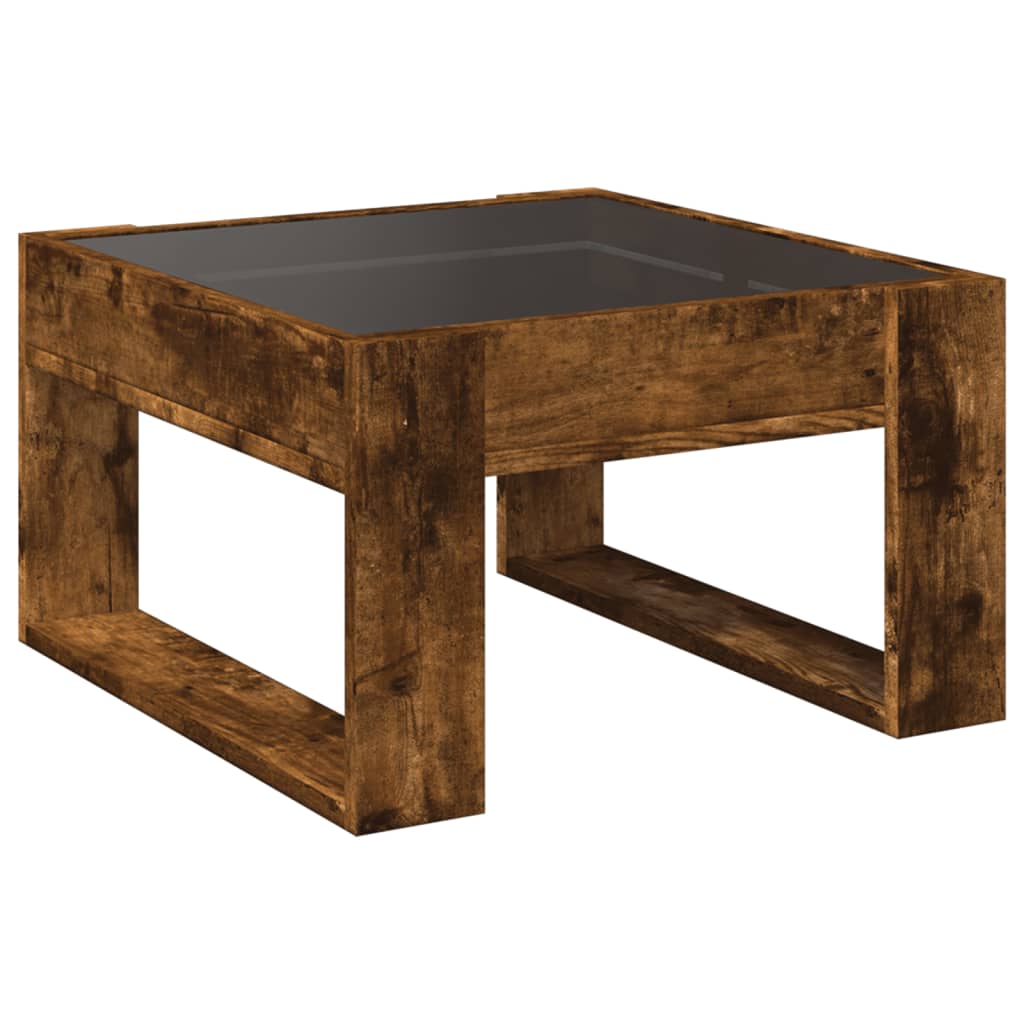 Table basse avec LED infini chêne fumé 50x53x30 cm - XIOS
