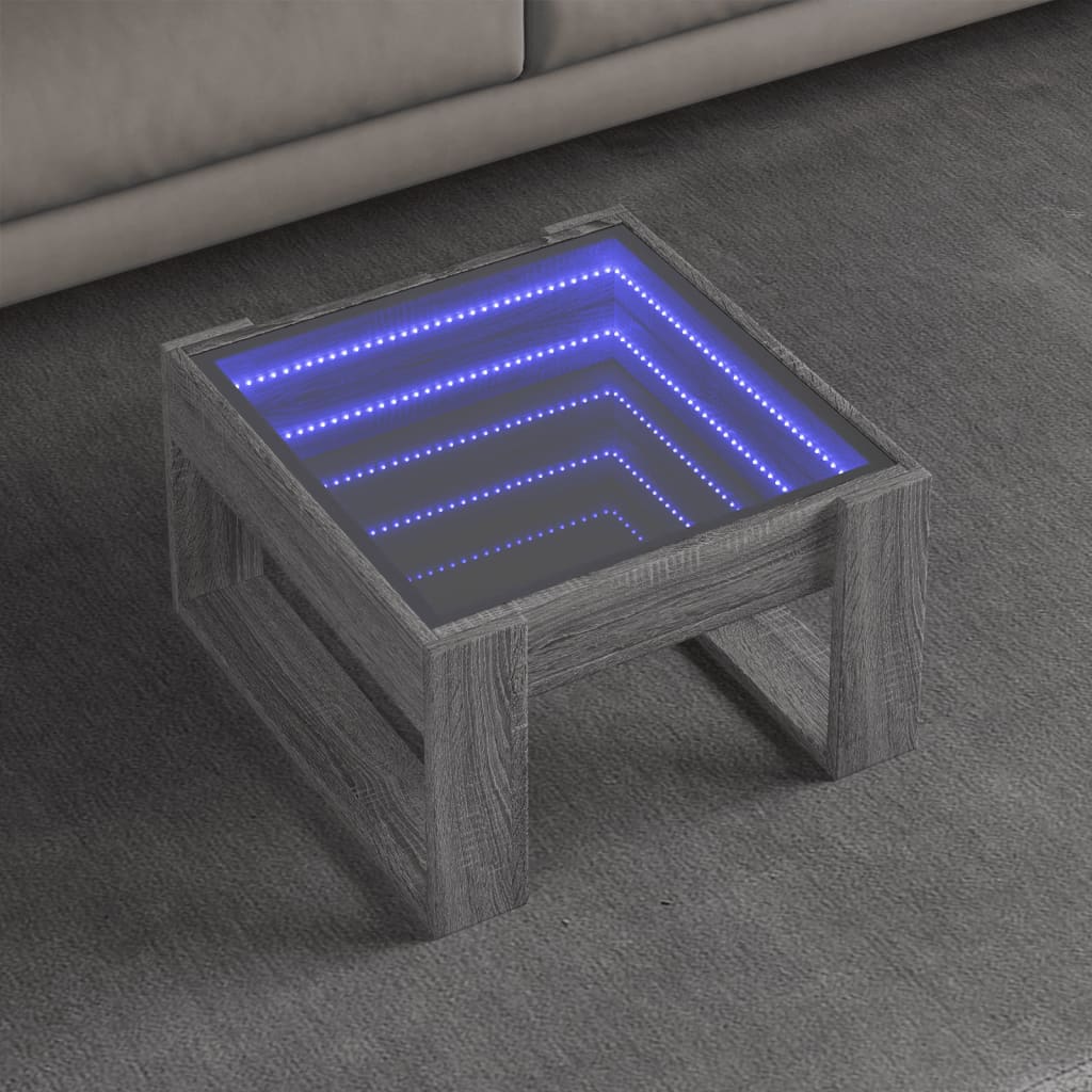 Table basse avec LED infini sonoma gris 50x53x30 cm - XIOS