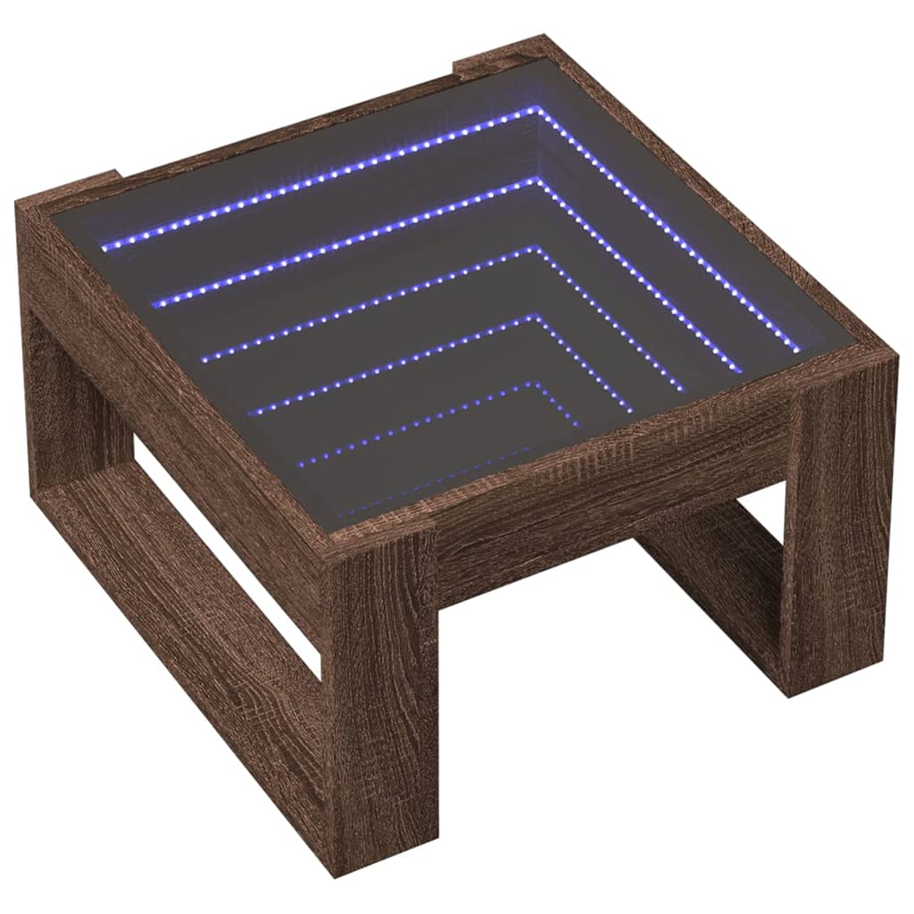 Table basse avec LED infini chêne marron 50x53x30 cm - XIOS