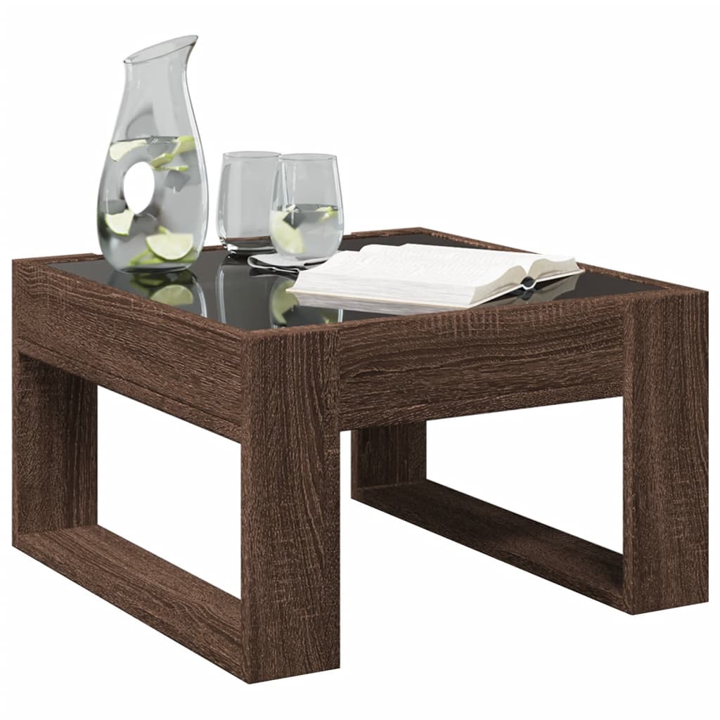 Table basse avec LED infini chêne marron 50x53x30 cm - XIOS