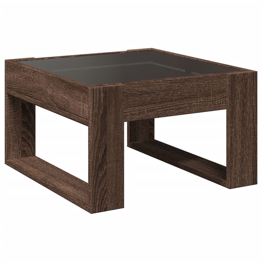 Table basse avec LED infini chêne marron 50x53x30 cm - XIOS