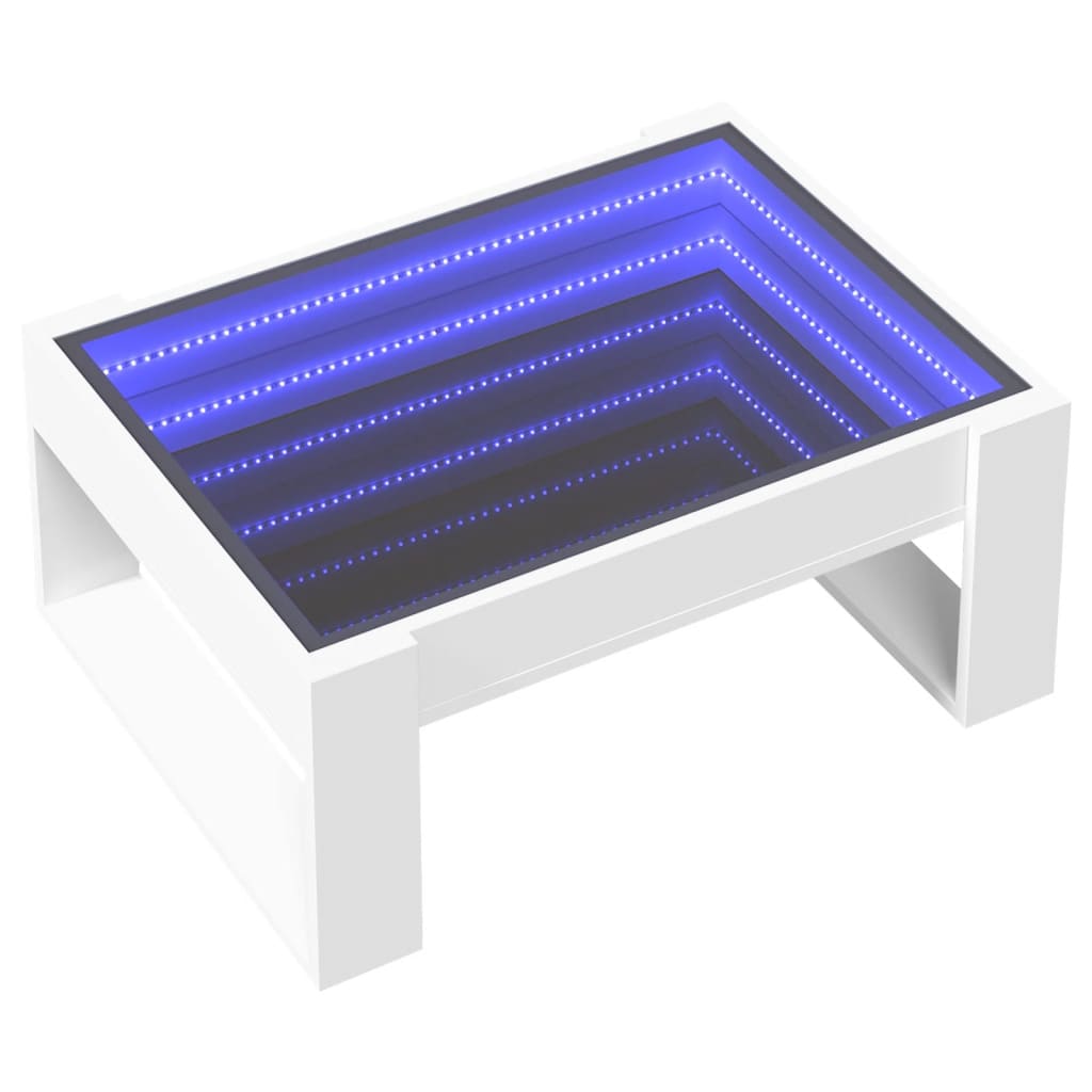 Table basse avec LED infini blanc 70x53x30 cm - XIOS