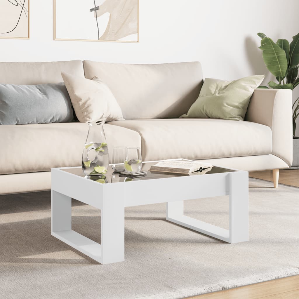 Table basse avec LED infini blanc 70x53x30 cm - XIOS